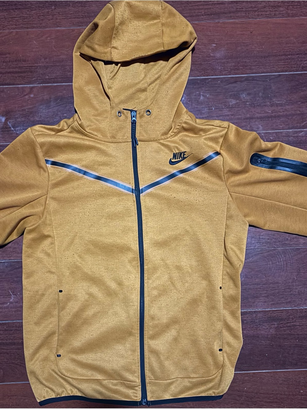 Nike Men's Hooded Performance Jacket in Mustard Yellow with Black Trim